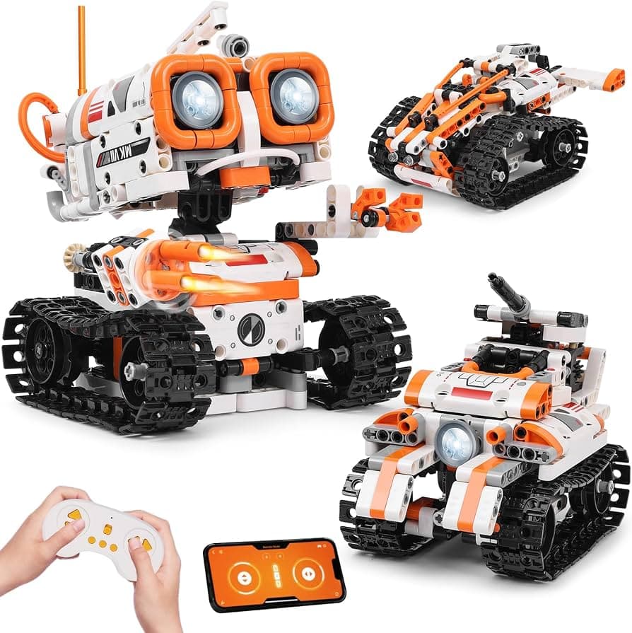 Kit de Robótica STEM 4 en 1 con Control Remoto, App y Programación | Compatible con Bloques Tipo LEGO