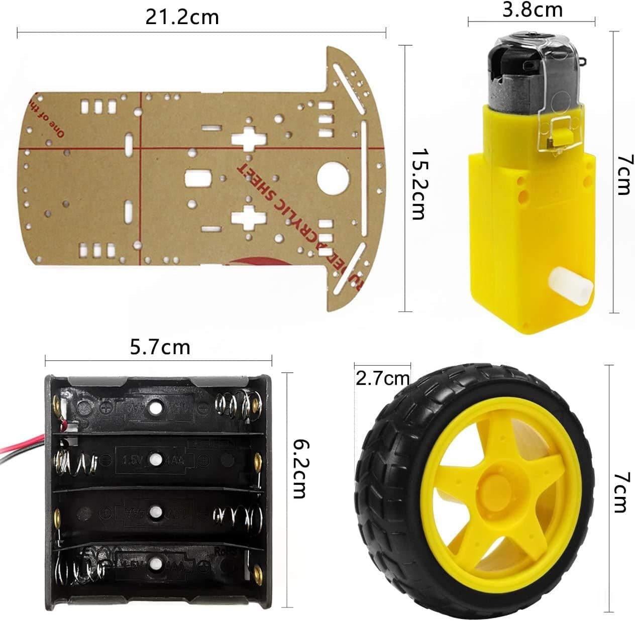 Kit Chasis Robot 2WD para Armar | 2 Ruedas Motrices + Rueda Loca
