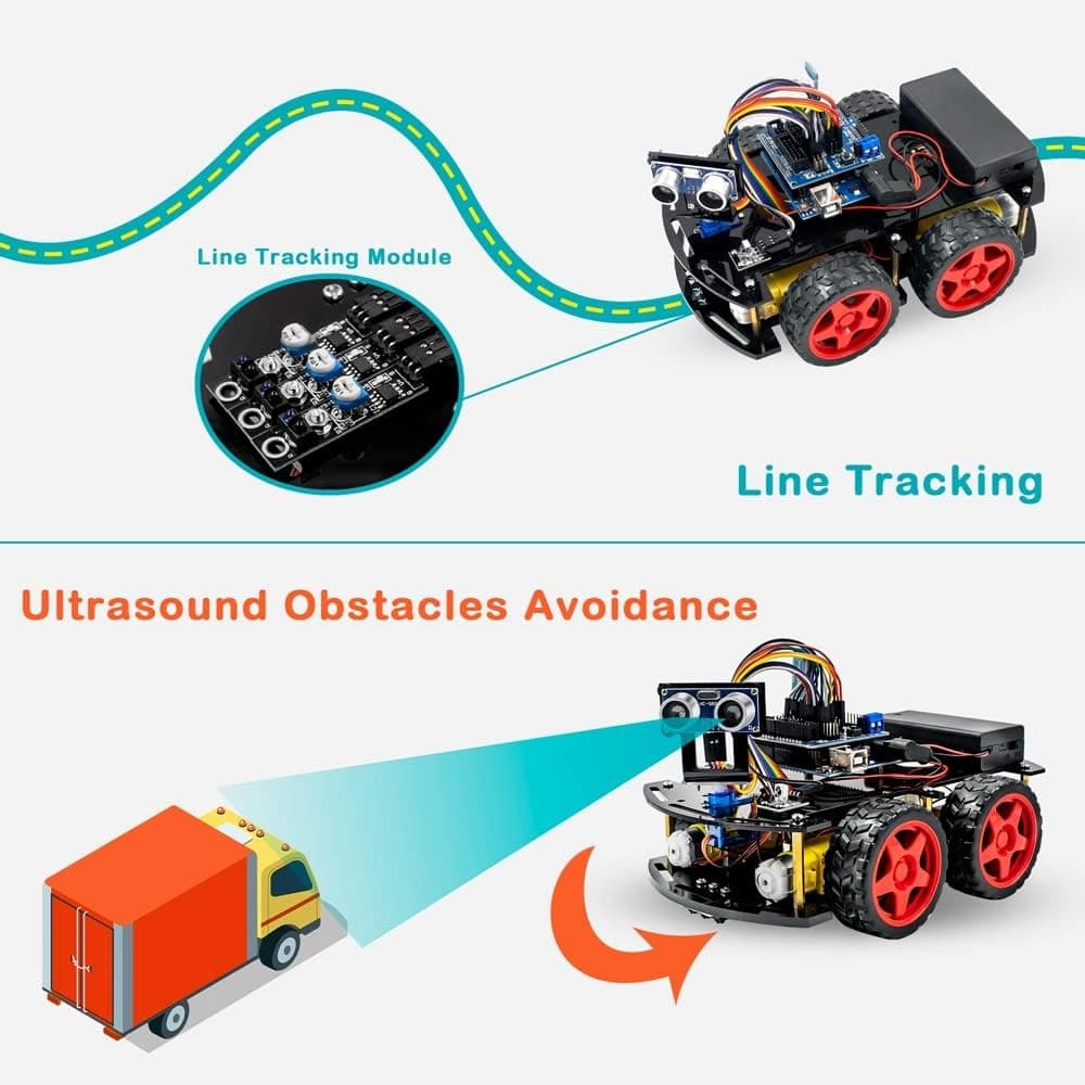 Kit Carro Robot Inteligente R3 | Arduino + Bluetooth + Seguidor de Línea + Ultrasonido