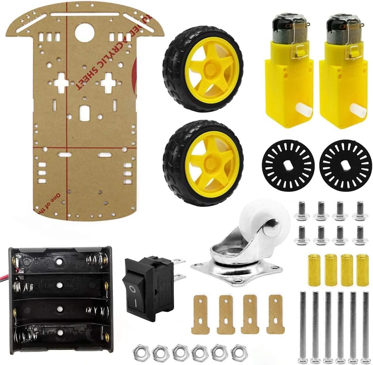 Kit Chasis Robot 2WD para Armar | 2 Ruedas Motrices + Rueda Loca