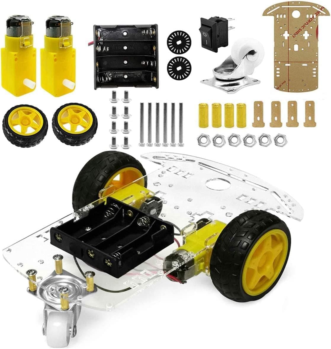 Kit Chasis Robot 2WD para Armar | 2 Ruedas Motrices + Rueda Loca