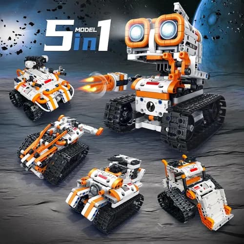 Kit de Robótica STEM 4 en 1 con Control Remoto, App y Programación | Compatible con Bloques Tipo LEGO